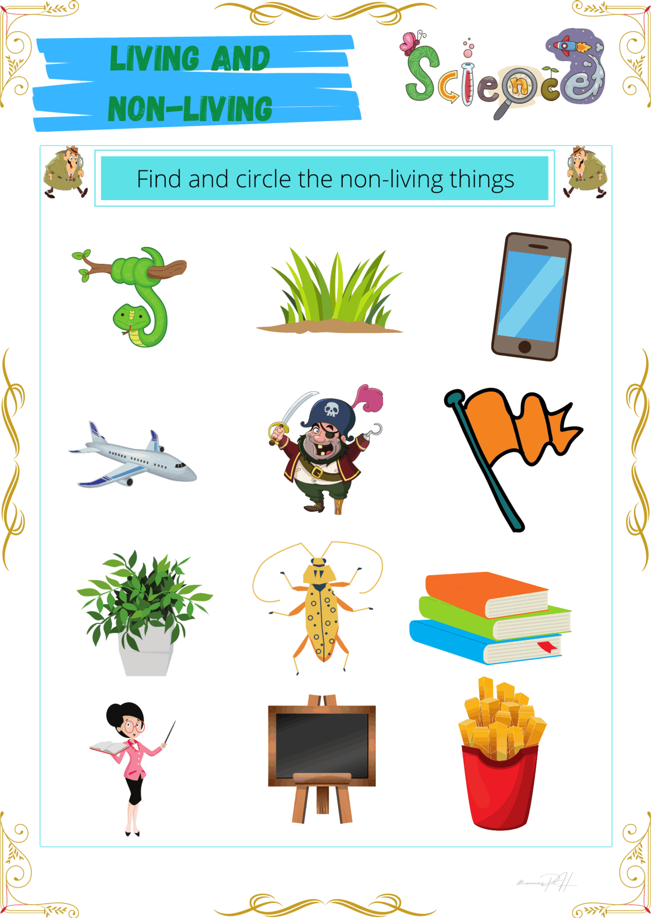 grade 1 science worksheet living things and non living things