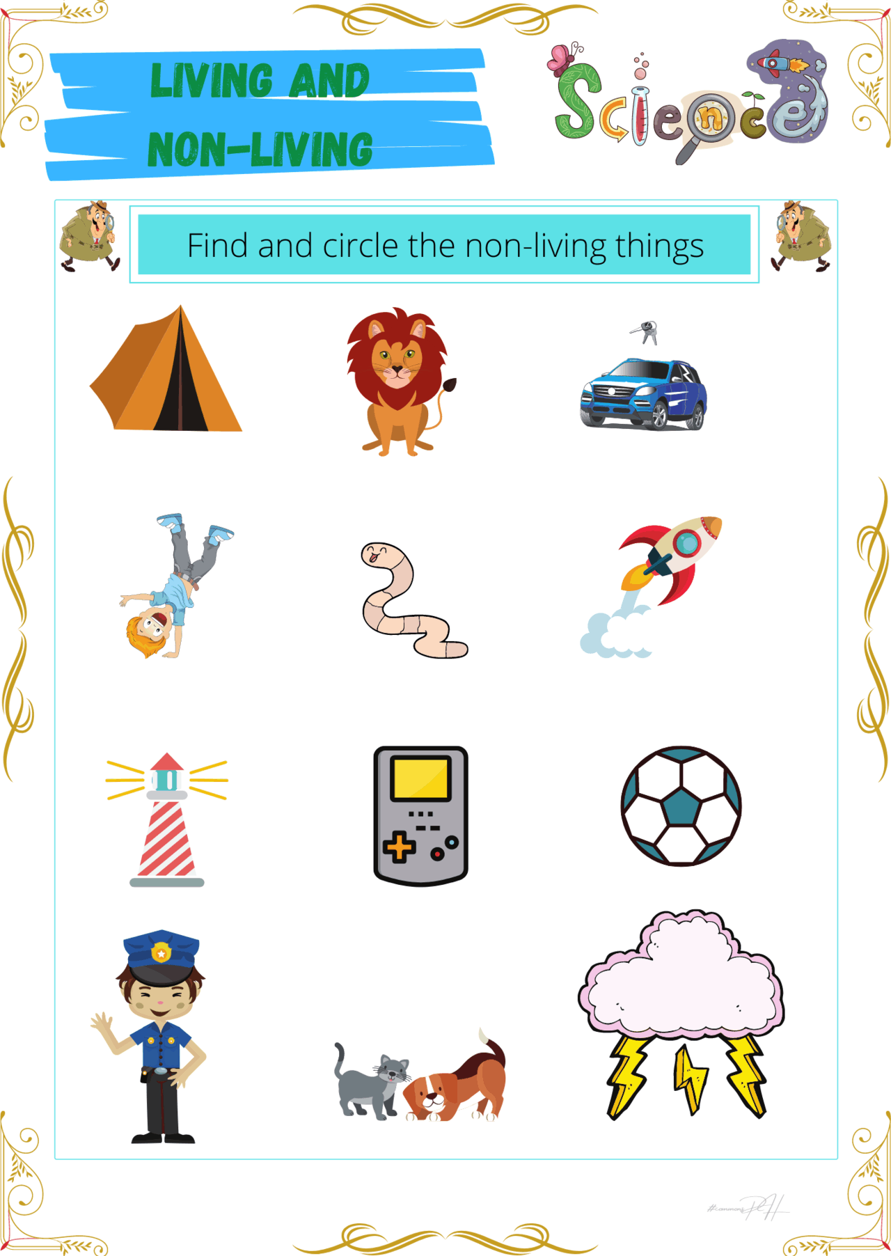 Grade 1 Science Worksheet Living Things and NonLiving