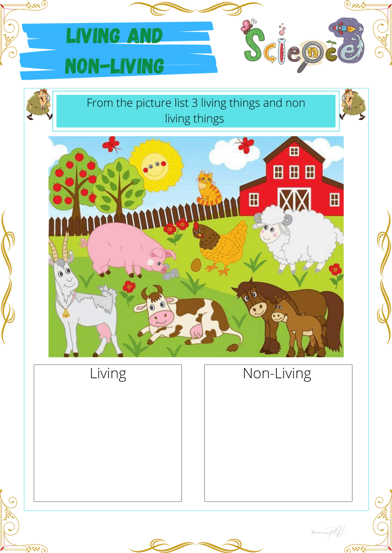 Grade 1 Science Worksheet Living Things and NonLiving