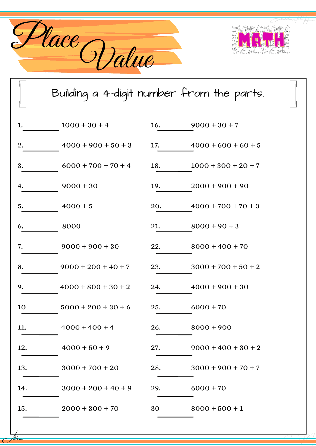 Printable Place Value Worksheets