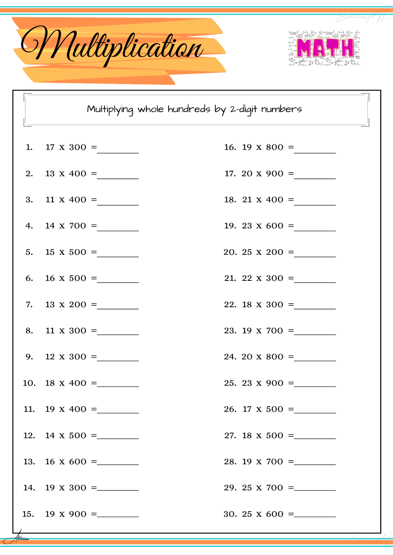 grade 4 math multiplication ii