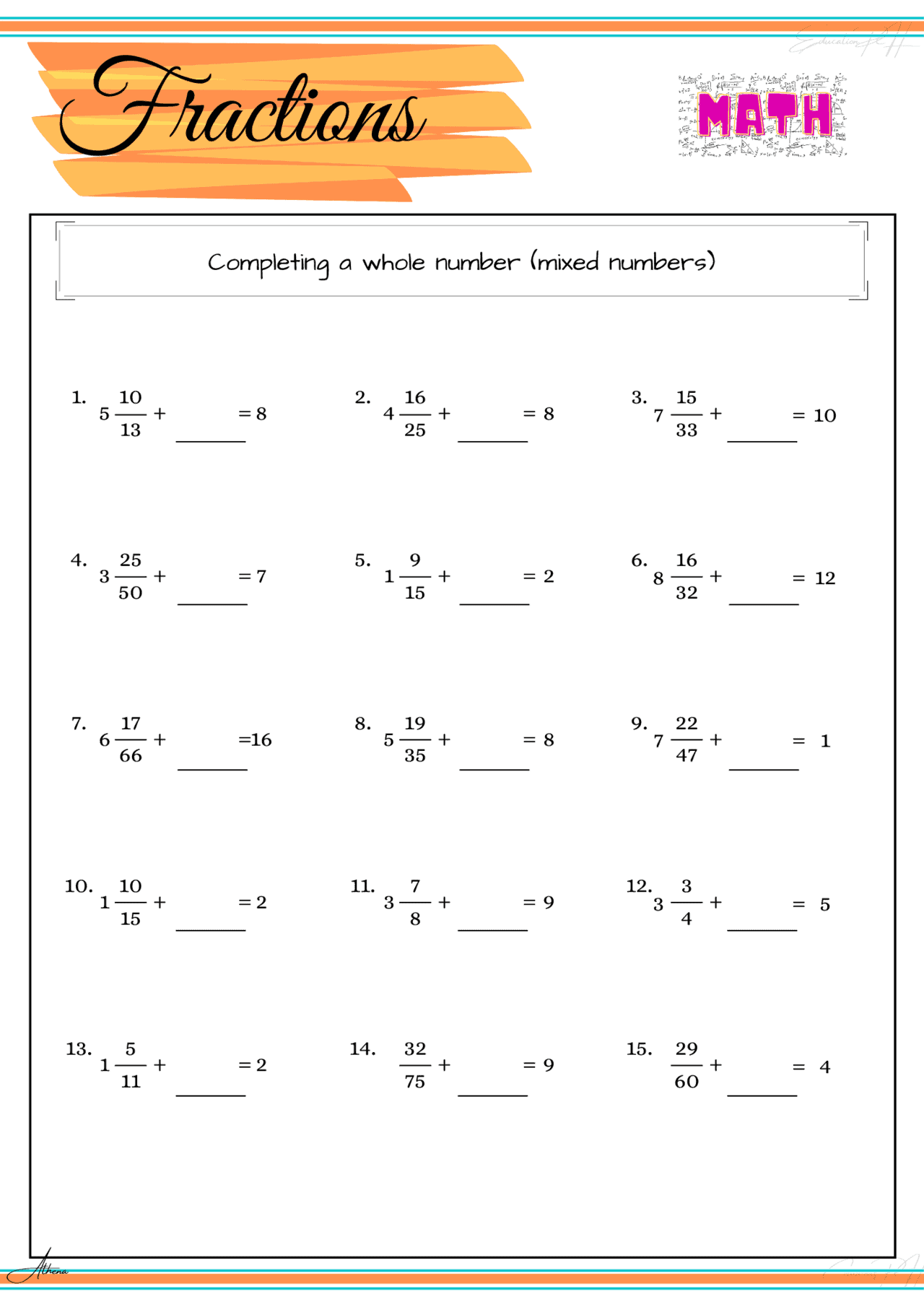 grade 4 math fractions iii addition