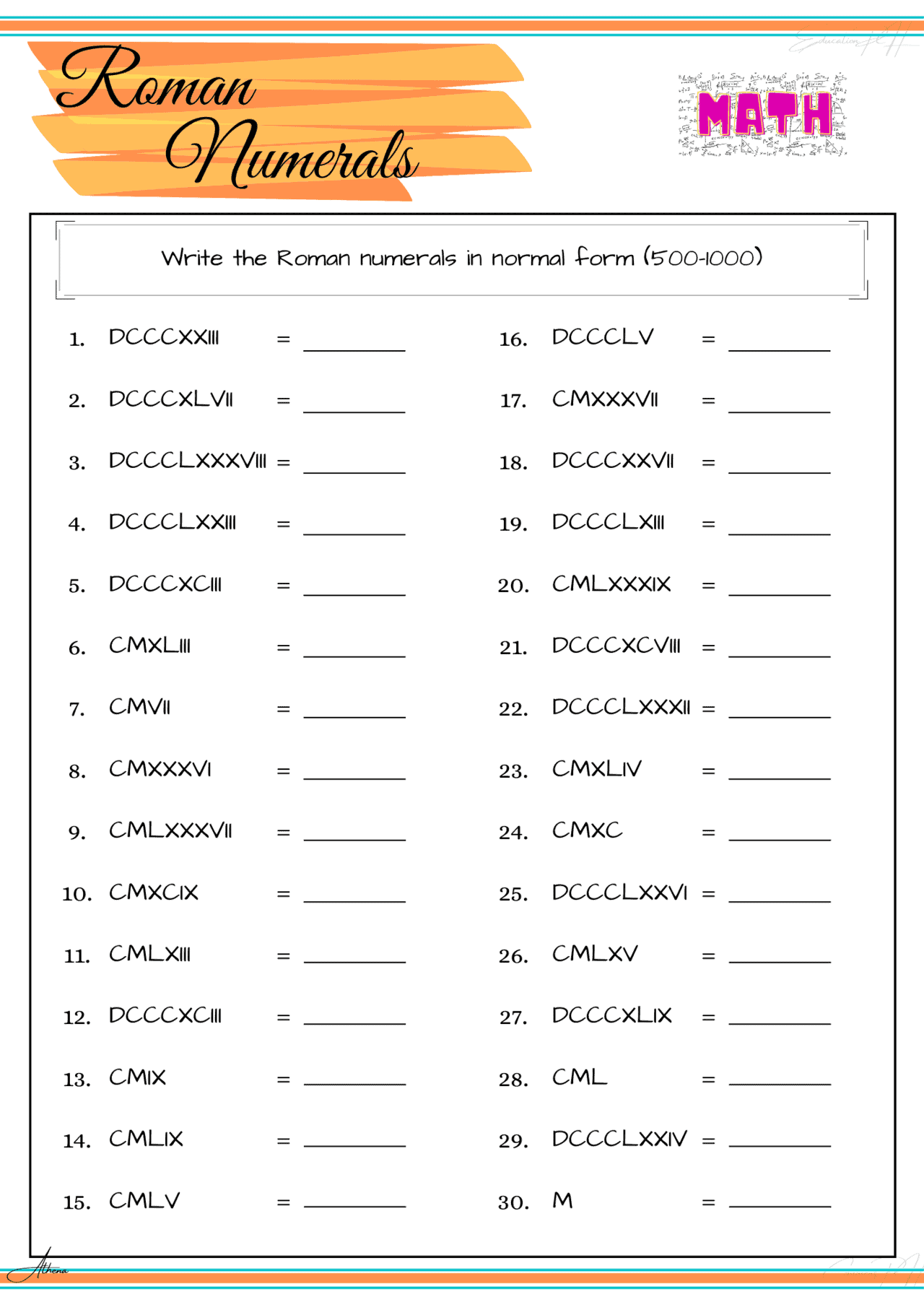 Grade 4 Math | Roman Numerals II